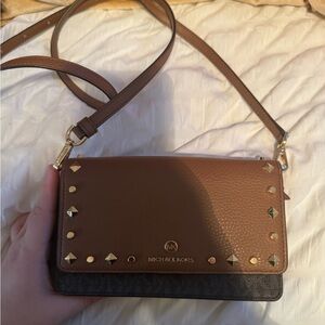 Michael Kors Studded Brown and Black Crossbody Bag